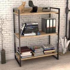 Estante Multiuso 3 Prateleiras Escritório Estilo Industrial Form 104x8