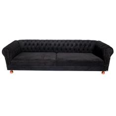Sofá Chesterfield Capitone Duque Suede Preto 2,30