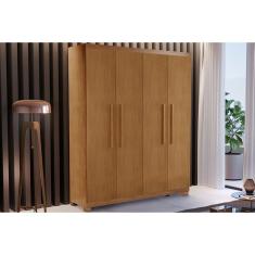 Guarda Roupa Solteiro 4 Portas e 2 Gavetas c/ Pés Espanha Imbuia - Rufato