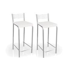 Banqueta Sala de Jantar Gênova 2B705CR Kit 2 Un Cromada/Branco - Kappe