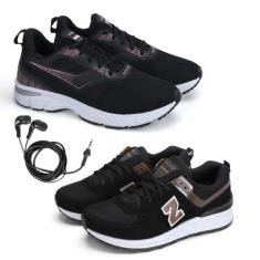 Tênis Feminino Esporte Academia + Fone de Ouvido Fio Kit 2 - Rede Carn