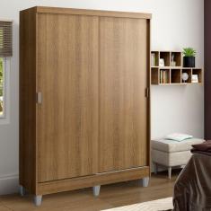 Guarda Roupa Solteiro Luke Rustic 2 Portas de Correr Madeira com Pés Rustic Madesa