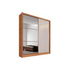 Guarda Roupa Solteiro Virtus 2 Portas de Correr 3 Gavetas MDF com Espelho Freijó-Fendi Móveis Novo Horizonte