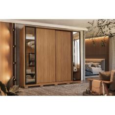 Guarda Roupa Solteiro Laredo Flex 4 Portas Correr e Bater 4 Gavetas Nogueira-Nogueira, Nude Demóbile