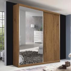 Guarda Roupa Solteiro Salvador Plus Freijó 2 Portas de Correr 2 Gavetas MDP 3 Espelhos Freijó Minastex