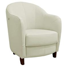 Poltrona Decorativa Sala de Estar Pés Madeira Kairós Couro Off White - Gran Belo