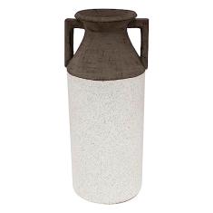 VASO DE CERAMICA MARROM E BEGE