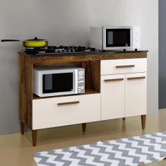 Balcão para Cooktop 3 Portas 1 Gaveta Palace Ypê/Off White