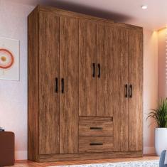 Guarda-Roupa Solteiro Montevidéu 6 Portas 2 Gavetas Castanho - Doripel