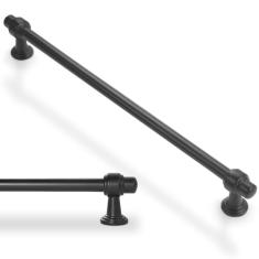 BUKOBYHE Pacote com 6 puxadores de armário de cozinha de 320 mm (12-3/5 pol.) Puxadores de armário de cozinha preto fosco puxadores de gaveta de liga de zinco ferragens de cozinha sólidas