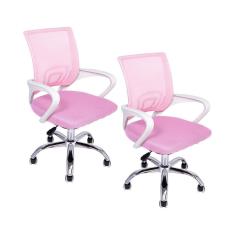Kit 2 Cadeiras De Escritório Begonia Tela Mesh Ergonômico Rosa