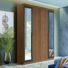 Guarda Roupa Solteiro 4 Portas Flex Com Espelho Buriti Santos Andirá Jatoba/grafitte