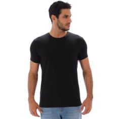 Camiseta Masculina Lisa Algodão Com Elastano Fit Preta - Anistia Moda,