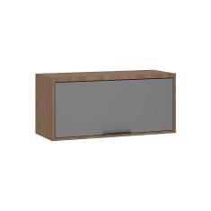 Armário Aéreo De Cozinha 80cm 1 Porta Basculante Aspen Luciane Móveis Vanilla Com Cinza Puro