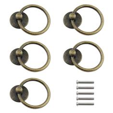 Ulifestar Puxadores de armário de cozinha, puxadores de anéis de gaveta de metal, puxadores e puxadores de armário de orifício único, ferragens de armário de banheiro com parafusos de instalação