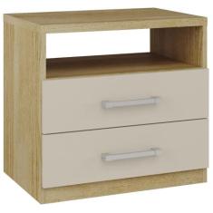 Mesa de cabeceira Édez PH1195, 2 Gavetas, Amêndoa e Off White - Herval