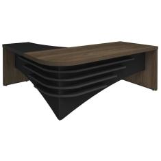 Mesa Tamburato Diretor Em L Escritório Home Office Charuto Preto