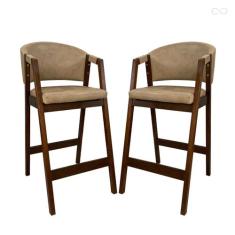 Kit 2 Banquetas Alta de Madeira Maciça Pinhão Ravena com Encosto Sinté