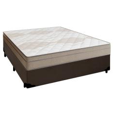 Cama Box Casal Sintético + Colchão De Molas Ensacadas Portobel Ipanema - 138x188x65cm Marrom