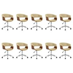 Kit 10 Cadeiras para Escritório Diretor Giratória Regulável Turim Nude