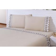 Jogo Lençol 4 Peças Viúva 120X203X30 180 Fios Bordado