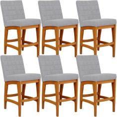 Kit 06 Banquetas Baixa Cozinha Bancada Bar Sala de Jantar Fixa Mila L0