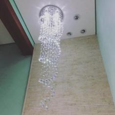 Lustre De Cristal Espiral Com 2,20 M De Altura,cristais Legít