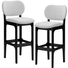 Kit 2 Banquetas Alta Betta Preto Linho Cinza