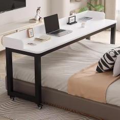 Mesa sobreposta com rodas, estação de trabalho de mesa para computador móvel, ao lado da mesa, mesa rolante para escrita em laptop, mesa para carrinho de mesa para laptop para sala de estar,