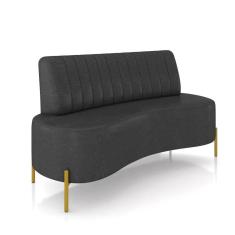 Sofá 2 Lugares Living 135cm Pé Ferro Dourado Maraú Sint Pu Preto K01 - D\`rossi