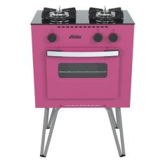 Fogão Portátil 2 Bocas Venax Mini Cook Mesa de Vidro Rosa, Rosa, U