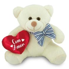 Urso de Pelúcia Apaixonado de 30cm Anti-alérgico - Toybrink, Baunilha