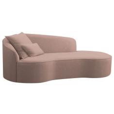 Divã Recamier Curvo Sala De Estar Recepção Inglaterra 180cm Lado Direito Linho Adj Decor Rosê