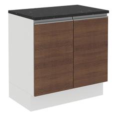 Balcão Madesa Glamy 100% MDF 80 cm 2 Portas - Branco/Rustic