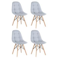 KIT - 4 x cadeiras estofadas Eames Eiffel Botonê - Madeira clara
