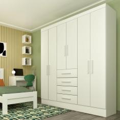 Guarda Roupa Casal 6 Portas 4 Gavetas Arizona Neve