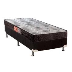  Cama Box Solteiro: Colchão Espuma Paropas D23 Pasquale + Base Unviersal Suede Black CRC(88x188)