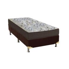 Cama Box Solteiro: Colchão Anatômico Ortobom D45/EP Fort Tech ISO 150 + Base CRC Suede Brown(88x188)