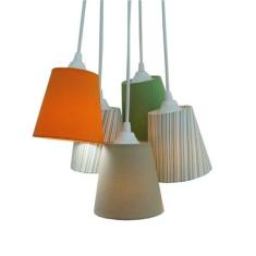 Lustre Pendente Luminária Quarto Bebê Zoo Tecidos Bege, Laranja e Verd