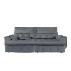 Sofá Fusion 3.00m Elétrico Com Usb E Vibro Massagem - Chumbo