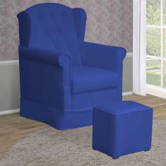 Poltrona Amamentação Balanço Manu com Puff Suede Azul Marinho