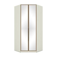 Guarda Roupa Canto Closet Modulado 2 Portas com Espelho 3 Gavetas com Led Predileto Henn Areia HP/Jequitibá