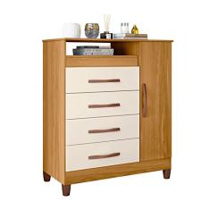 Cômoda 4 gavetas e 1 porta Turquesa carvalho grife/off white Móveis Albatroz