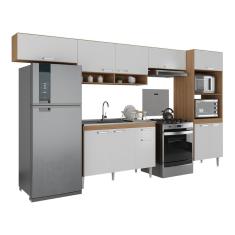 Armário De Cozinha Modulada Com Balcão De Pia E Torre Quente Paris Rustic-branco Rustic-branco