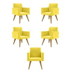 Kit 05 Cadeiras Poltronas Decorativa - Escritório - Recepção Cor:amarelo