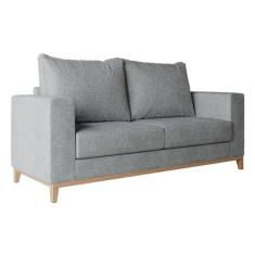 Sofá 2 Lugares Davos Base de Madeira Linho Cotton Cinza - Mobly
