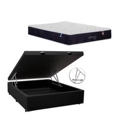 Cama Box Baú Casal AK  Colchão molas em sacadas Wellness colchobel cor: preto