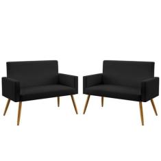 Kit 2 Poltronas Namoradeiras Decorativas Vega Sued Preto Aradecor