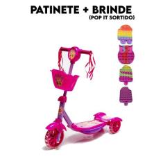 Patinete Infantil Princesa Belinda Garotas Rosa e Presente - DM Toys