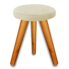 Banqueta Puff Jb Redondo Luxo Sala Com Pés De Madeira Maciça